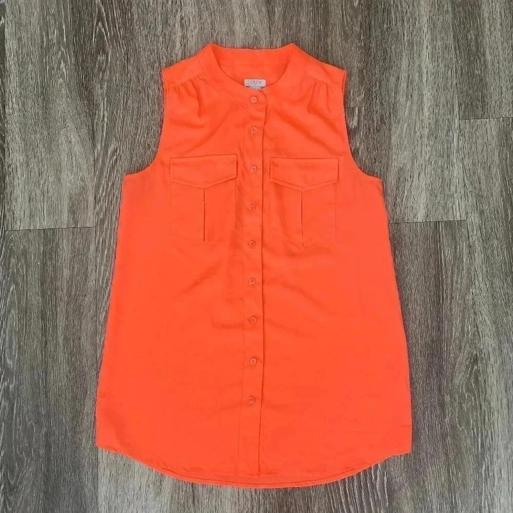 Womens J. Crew Neon Orange Blouse - 2